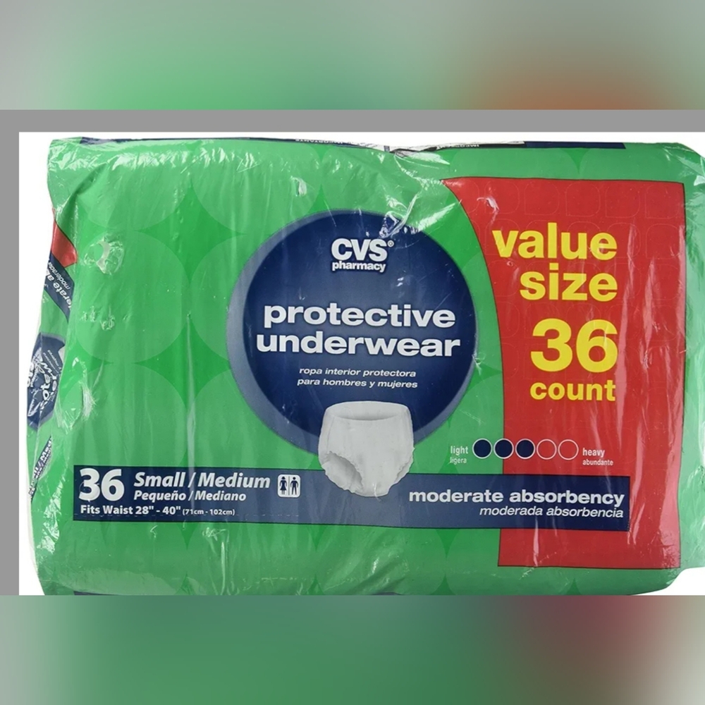 Protective Underwear, 72 Count, Small/Medium, Fits waist 28"-40"